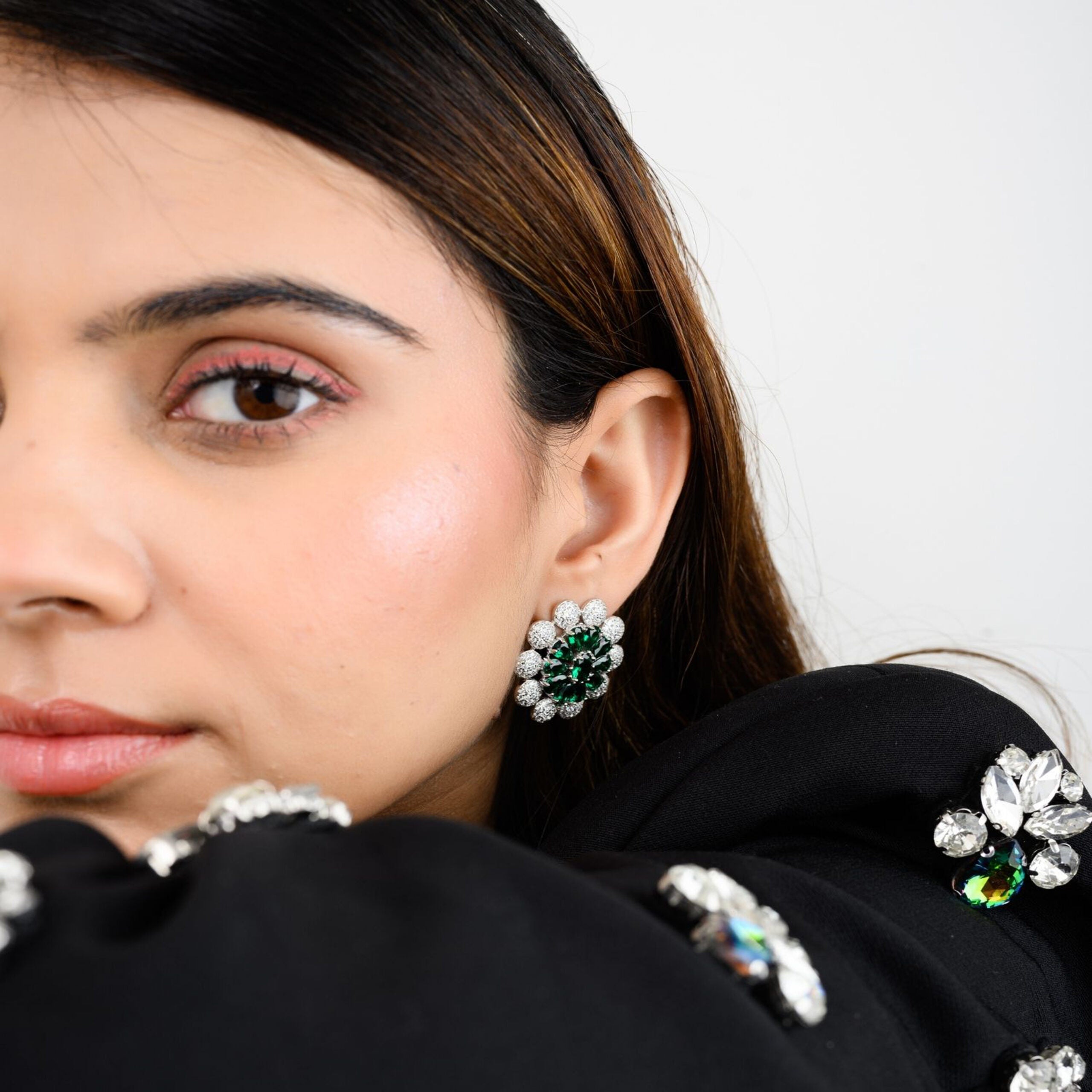 CZ Emerald Statement Studs