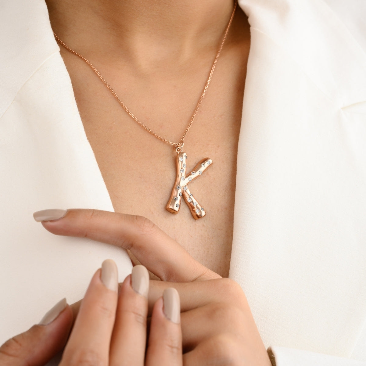Elegant K Letter Pendant Necklace