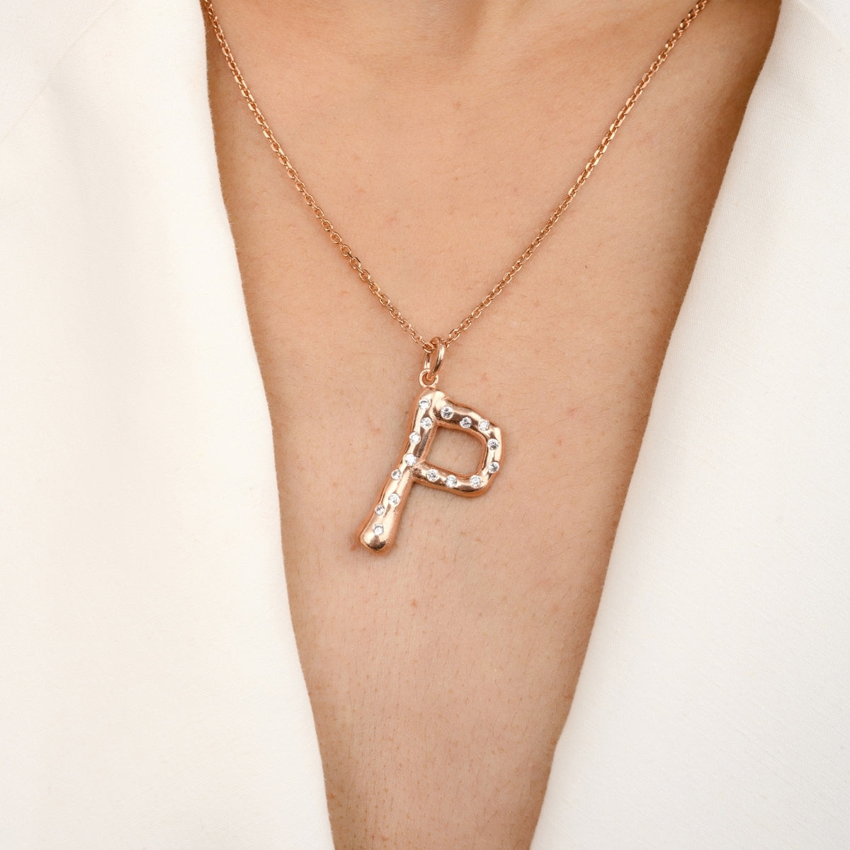 P Letter Alphabet Silver Necklace