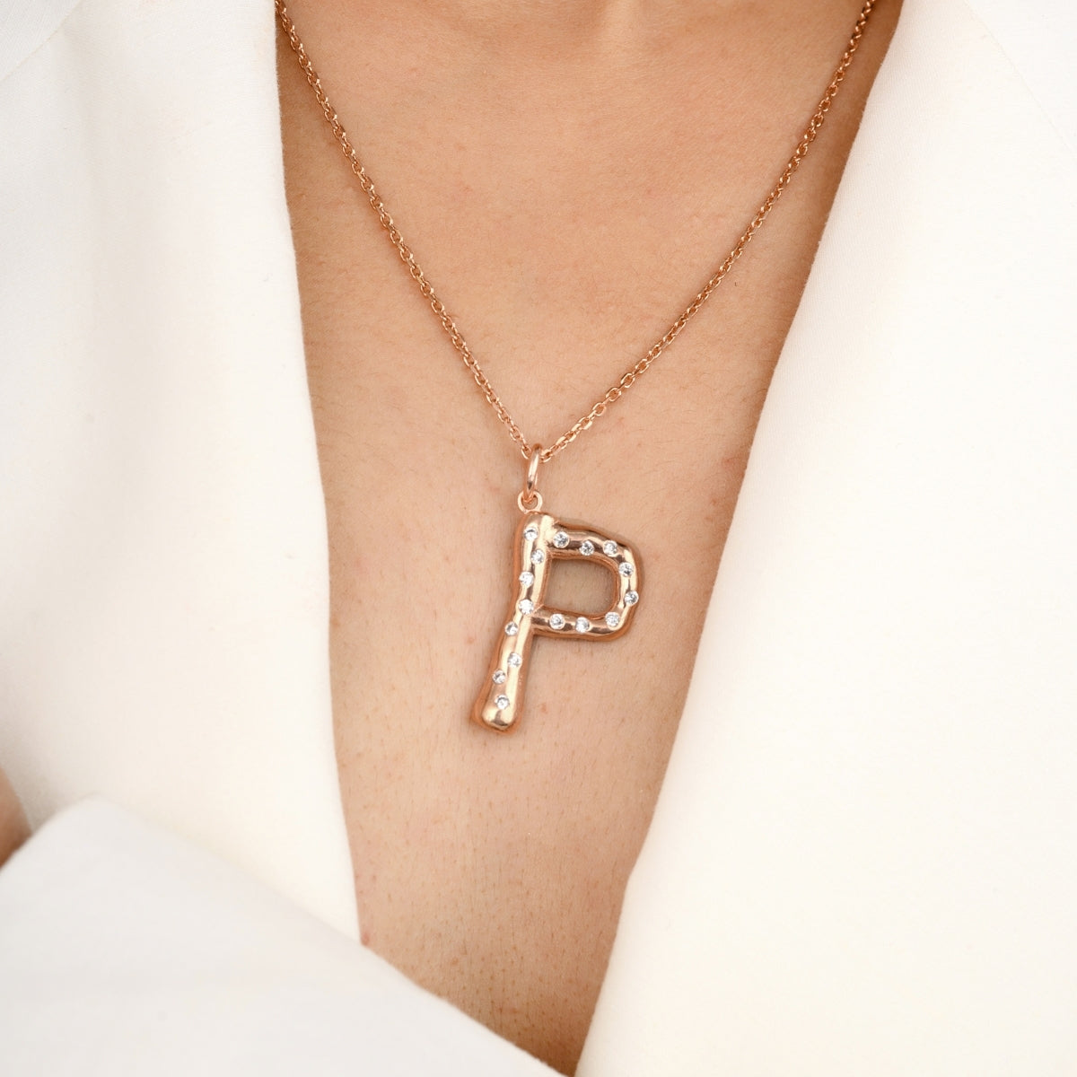 P Letter Alphabet Silver Necklace