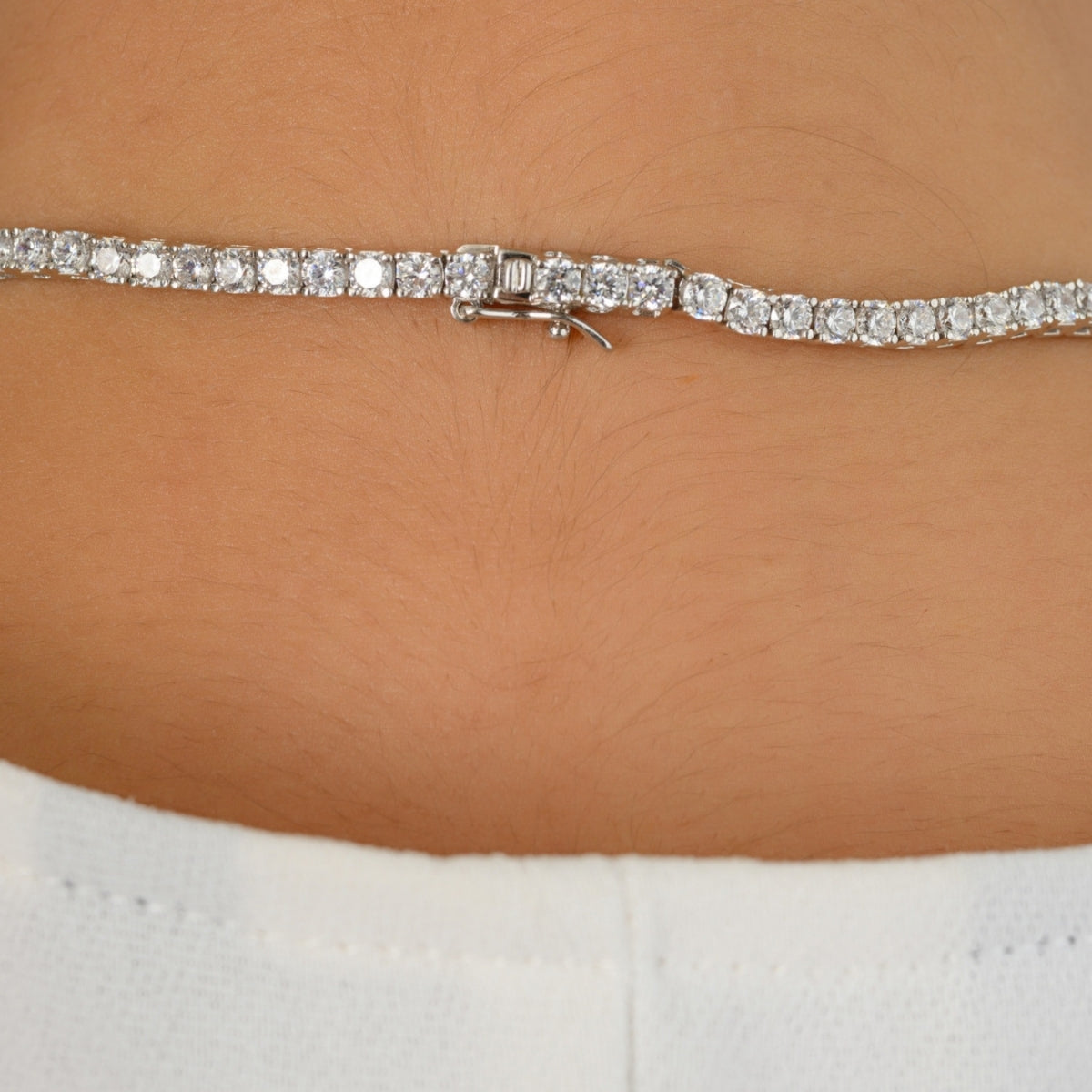 925 Silver Pear Cut Blue Diamond Drop Necklace