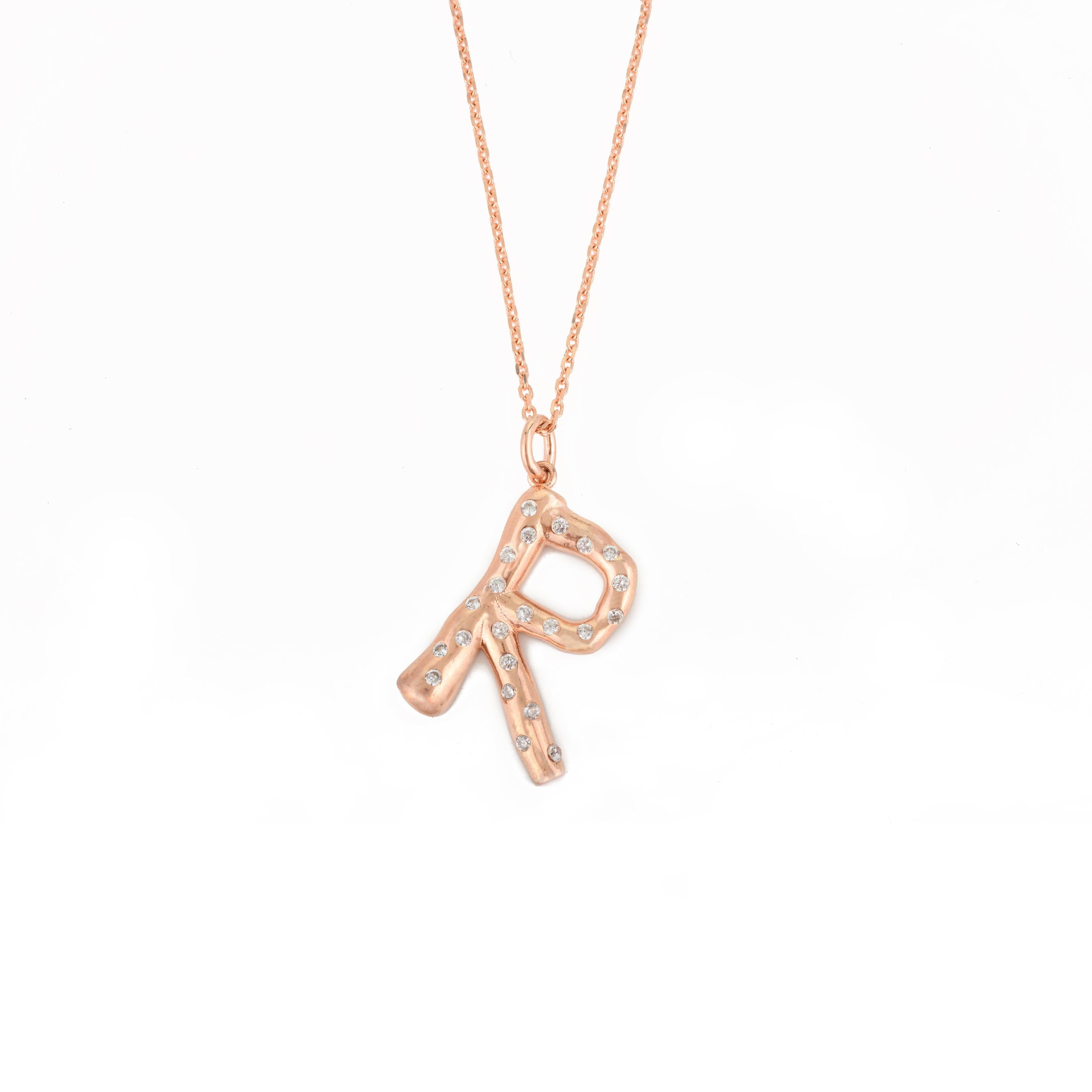 R Letter Alphabet Silver Necklace