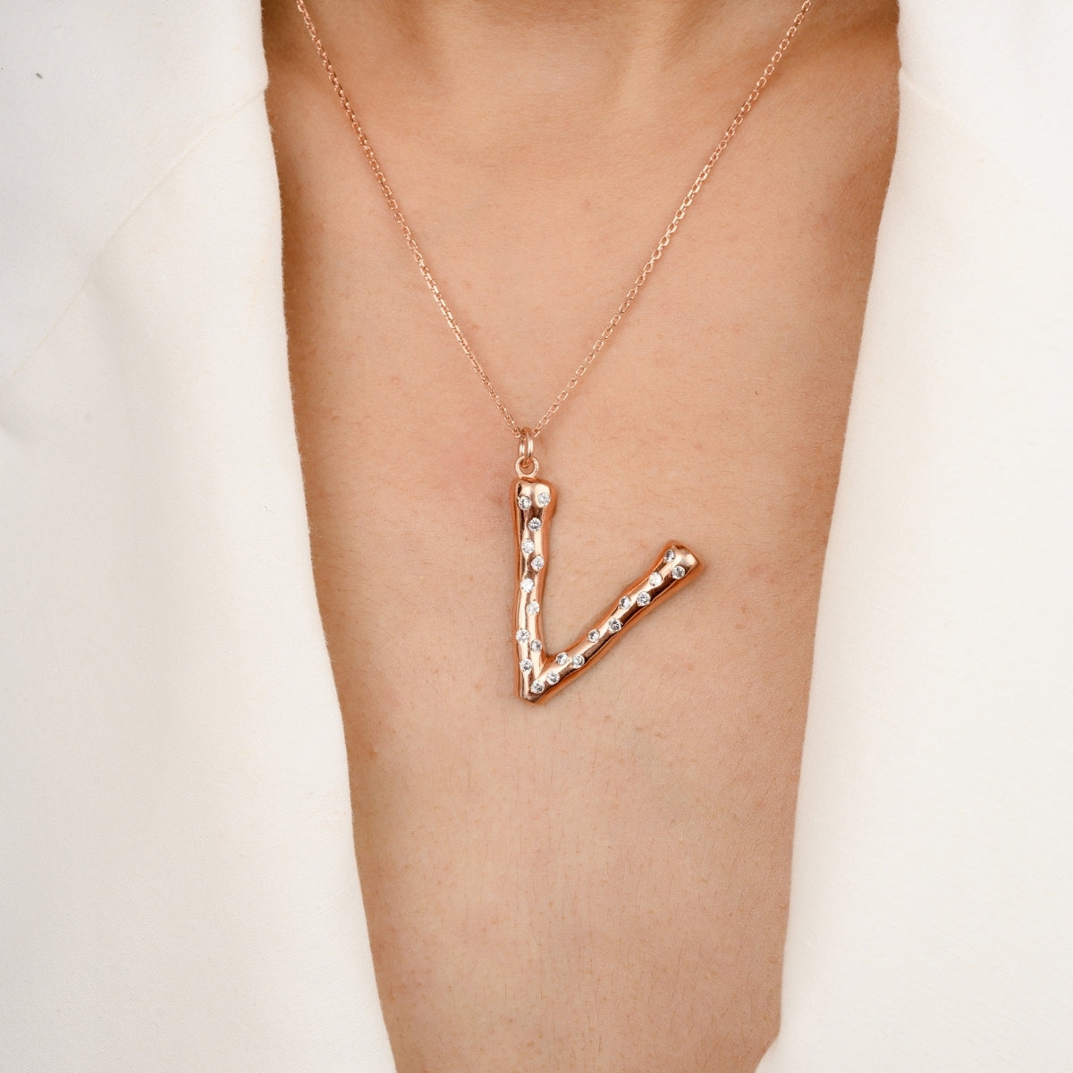 V Letter Alphabet Necklace Chain