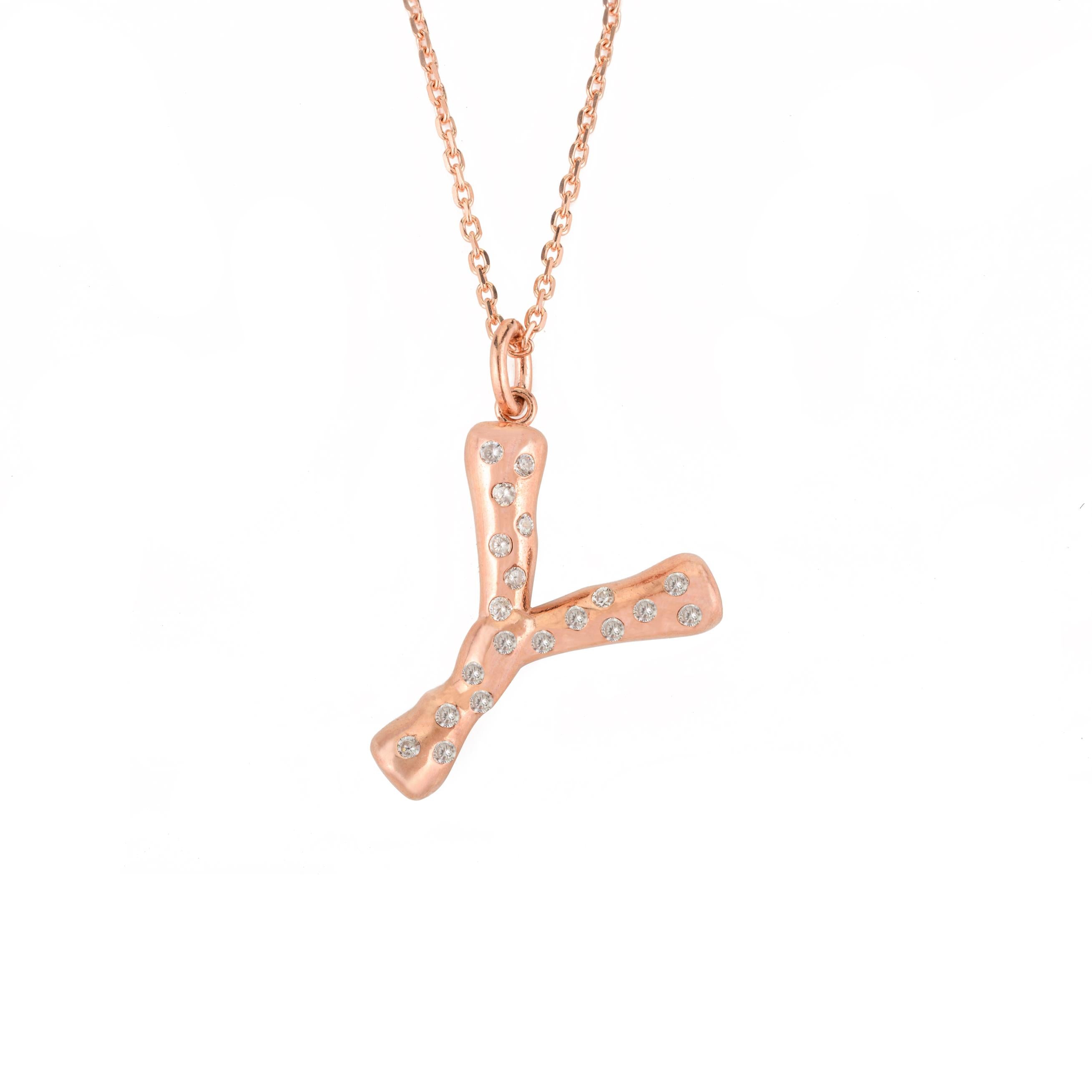 Y Letter Alphabet Silver Necklace