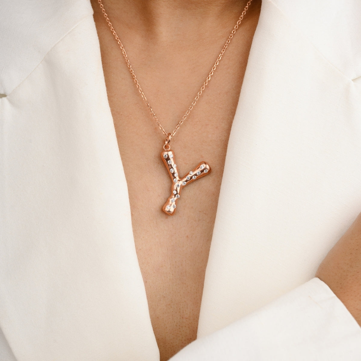 Y Letter Alphabet Silver Necklace