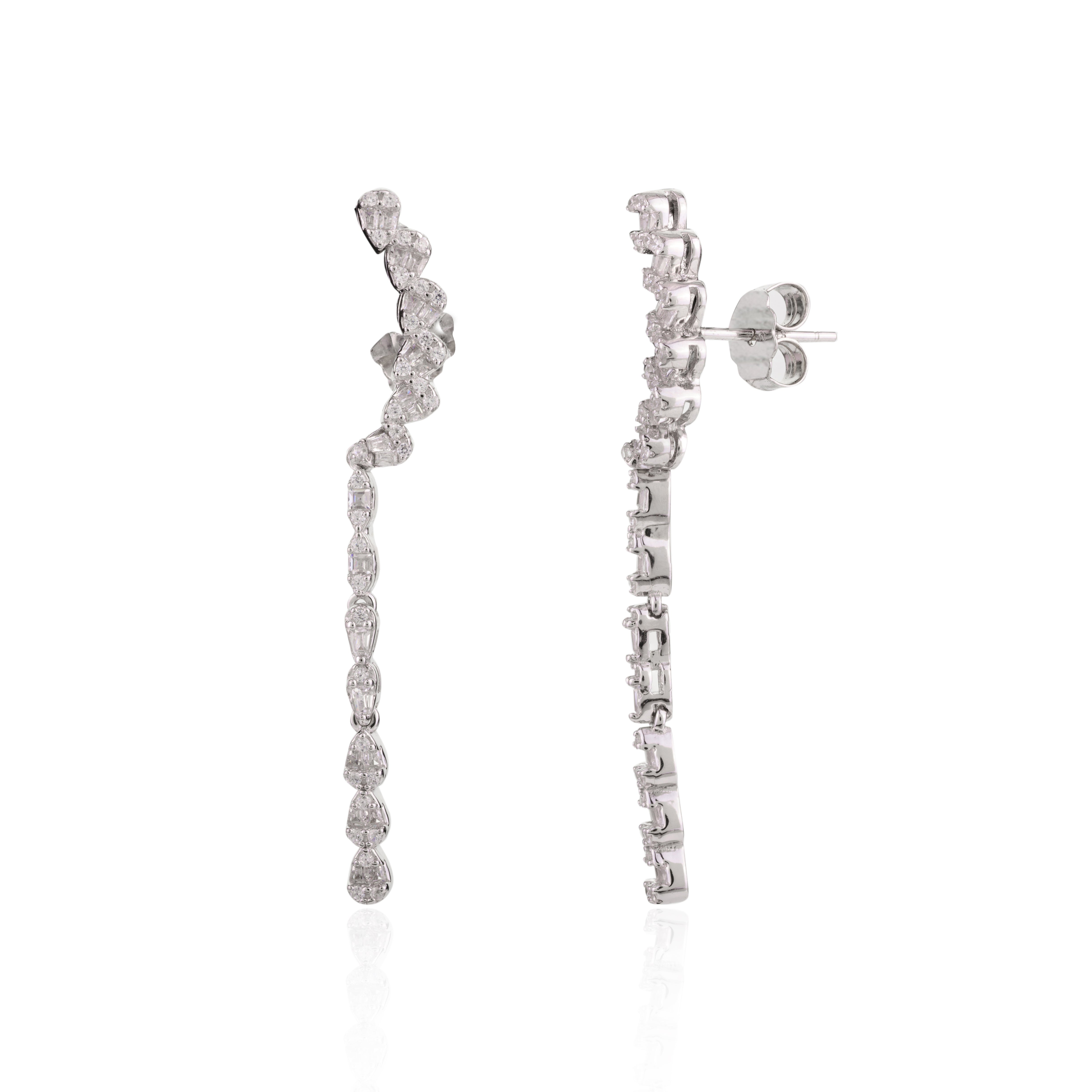 Silver Moon Drop Dangle Earrings