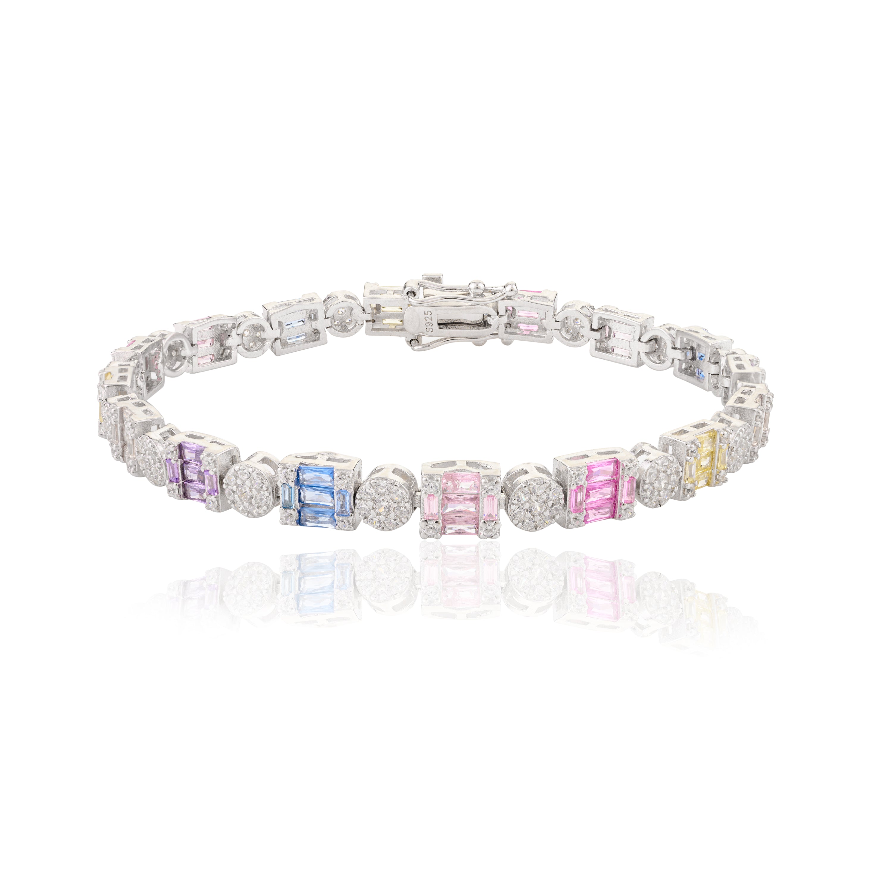 Colorful CZ Crystal Tennis Bracelet for Women