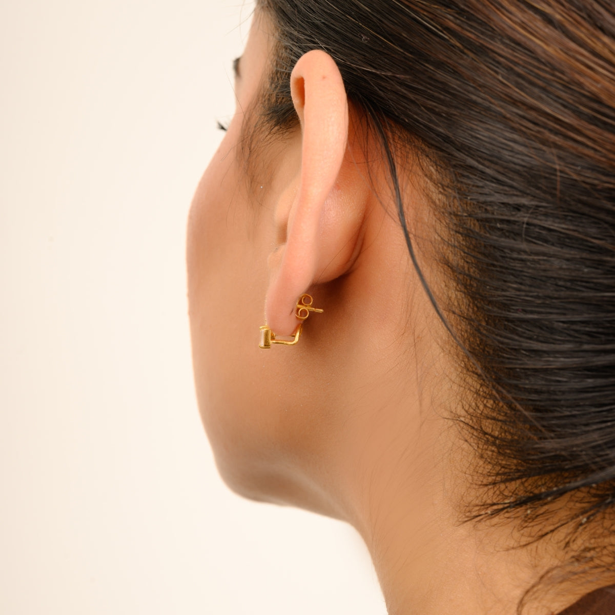 Cz Crystals Gold Bar Stud Earrings