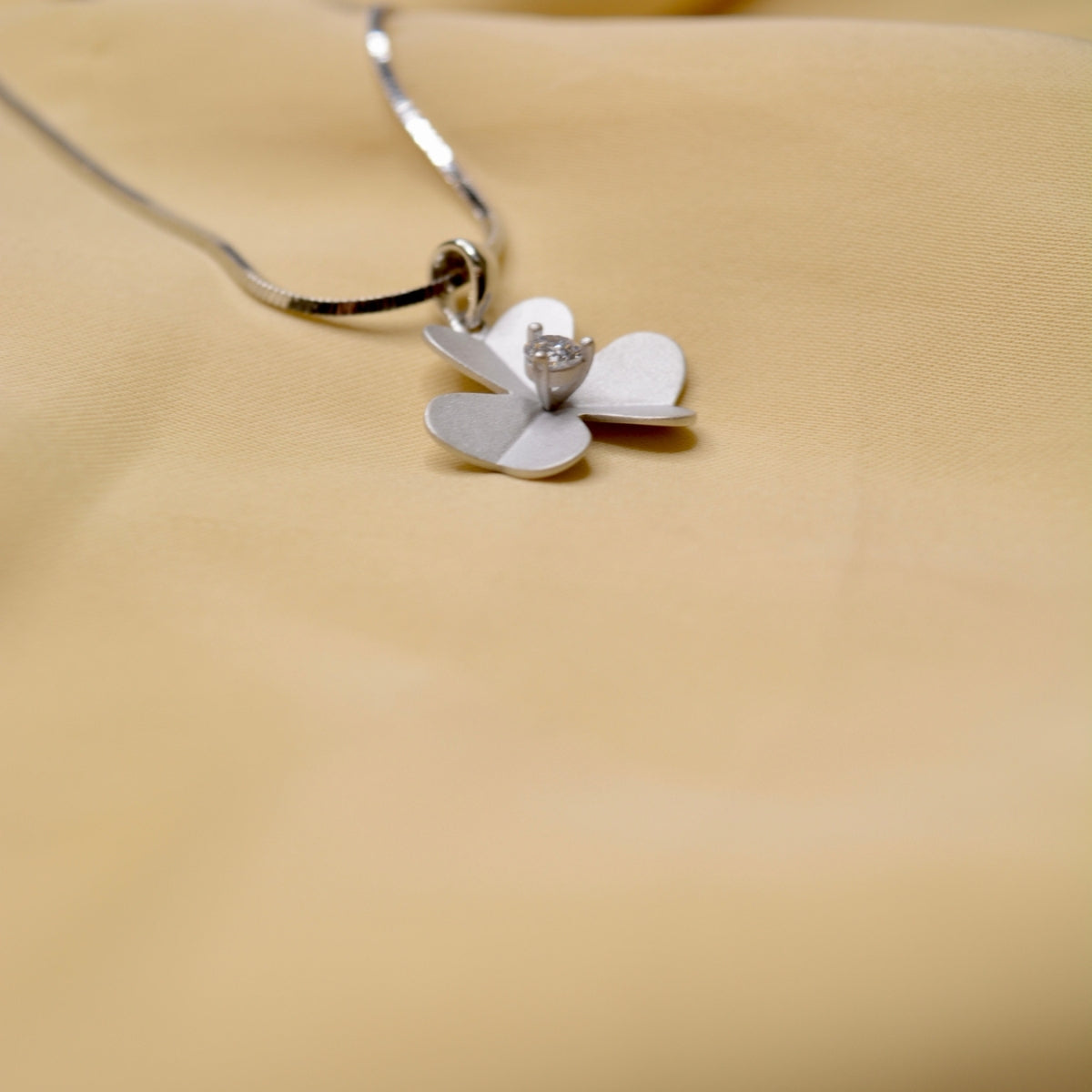 Dainty Flower Charm Necklace Set with Earrings in 925 Silver