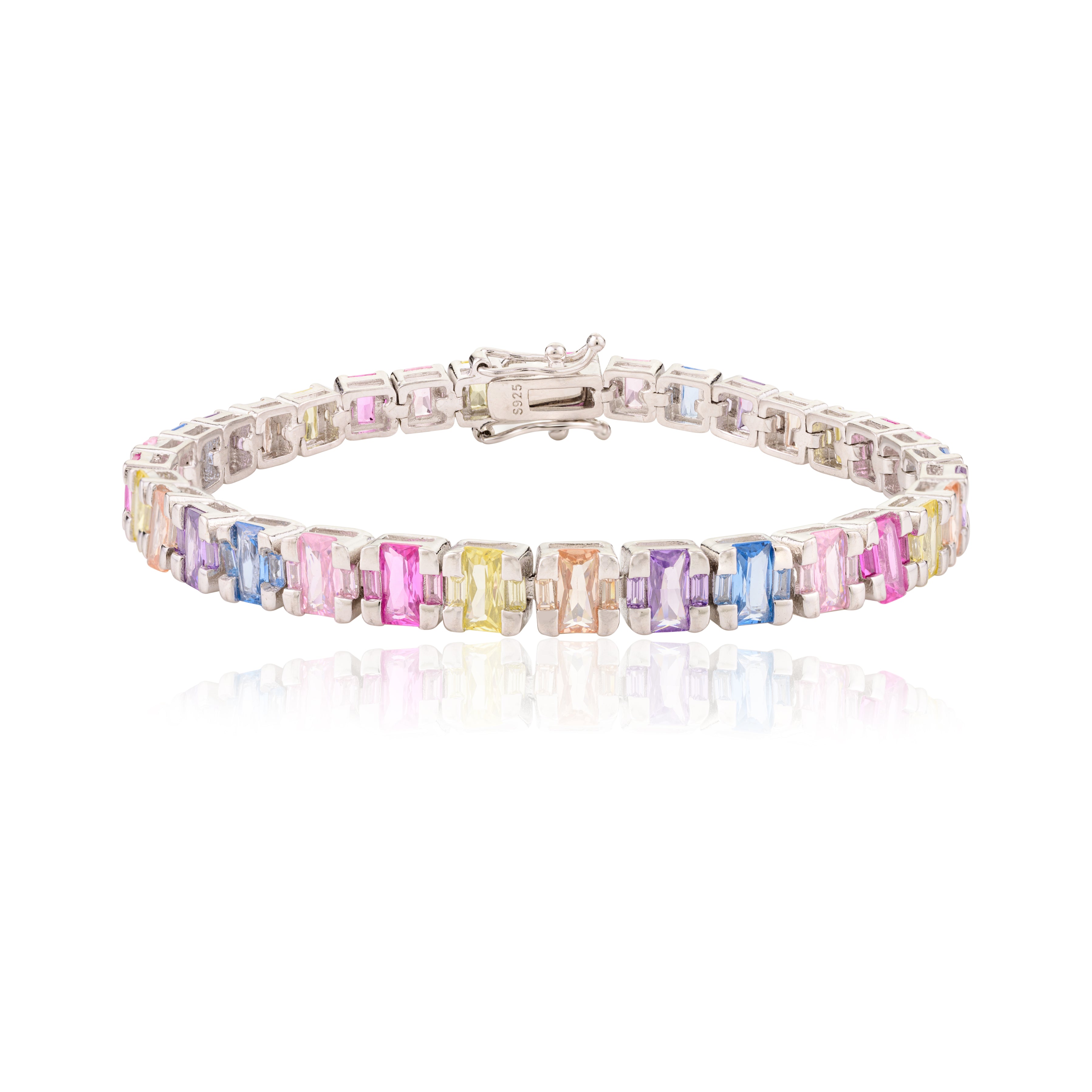 Dazzling CZ Diamond Multicolored Tennis Bracelet for Women