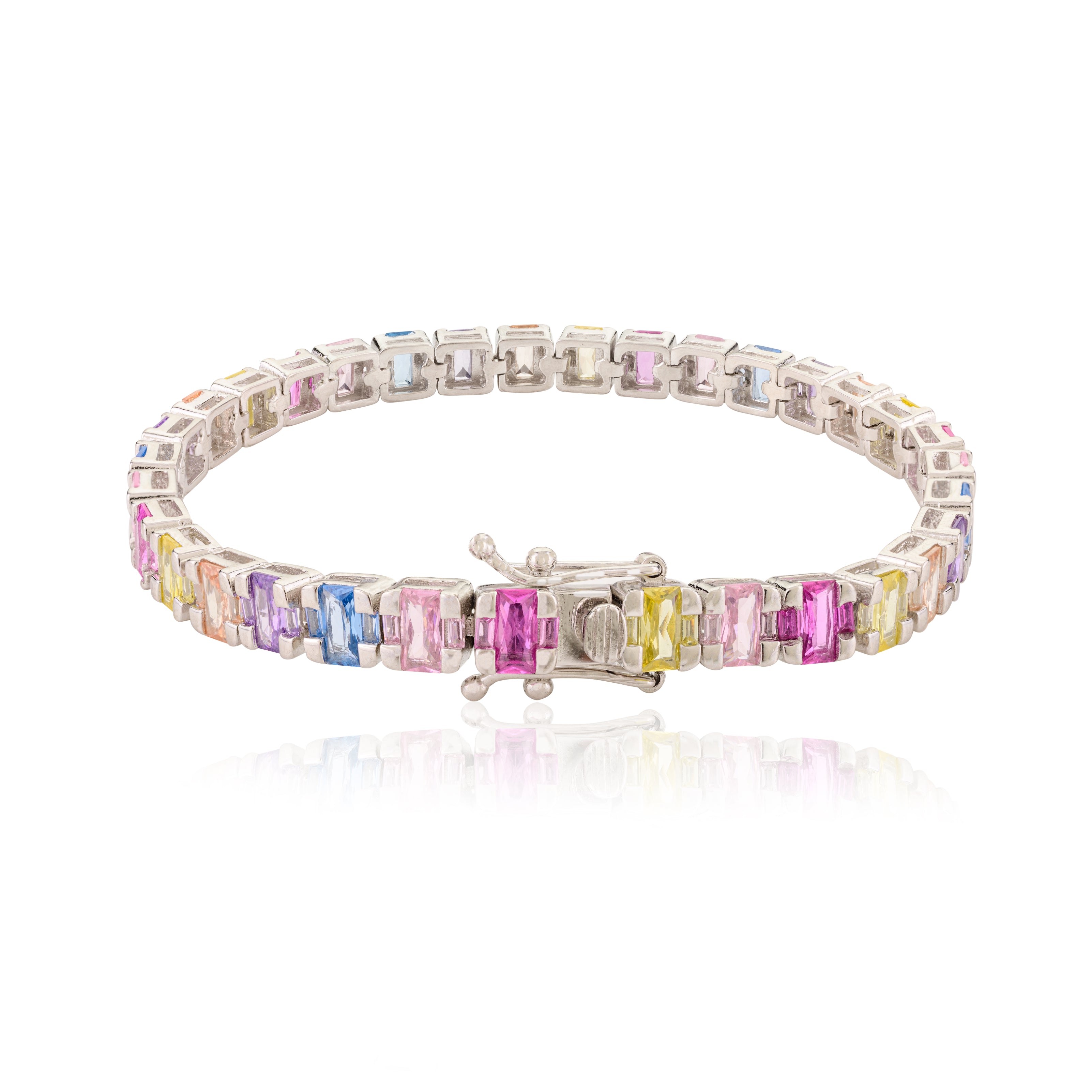 Dazzling CZ Diamond Multicolored Tennis Bracelet for Women