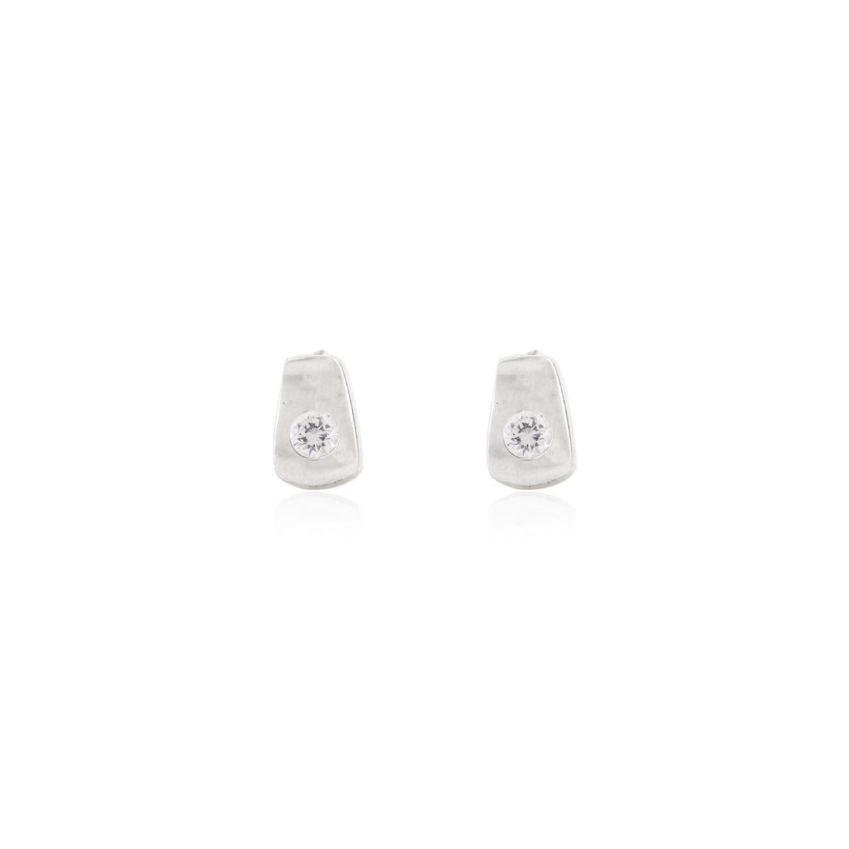Delicate CZ Diamond Dainty Silver Stud Earrings
