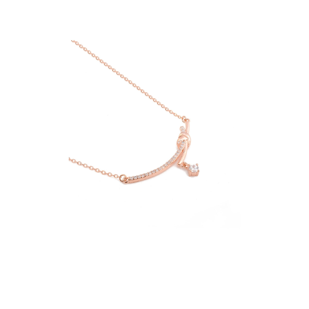 Delicate Rose Gold Bow Charm Necklace in Silver