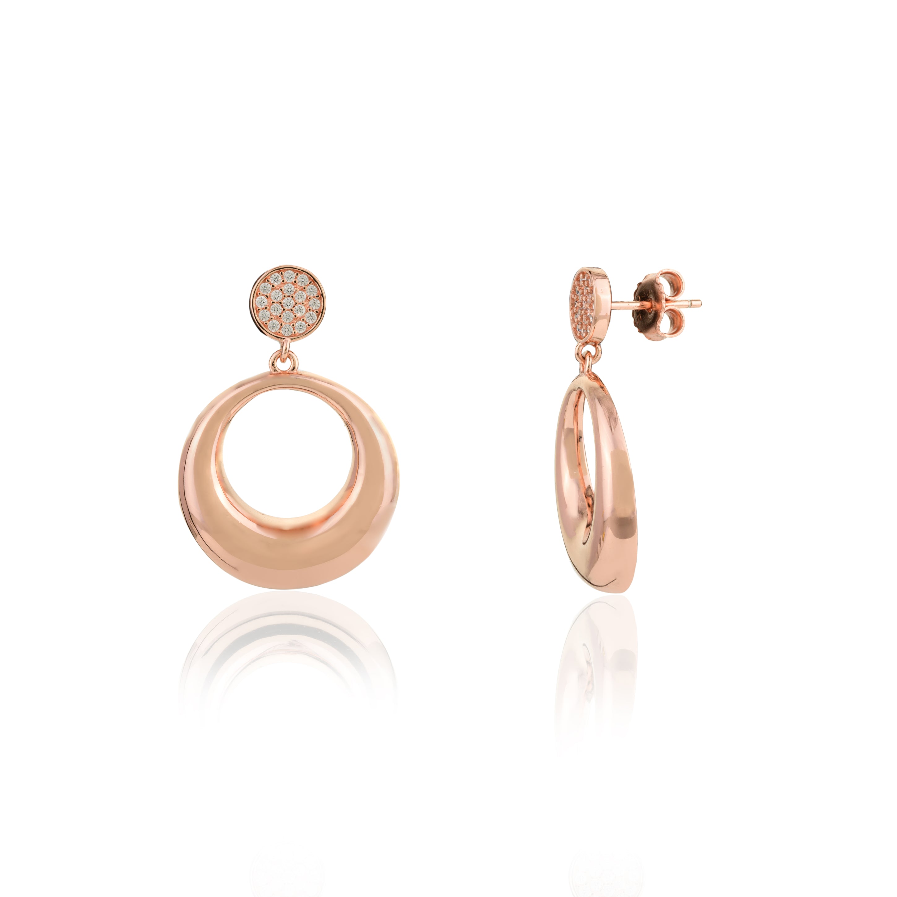 Elegant 925 Silver Circle Drop Earrings