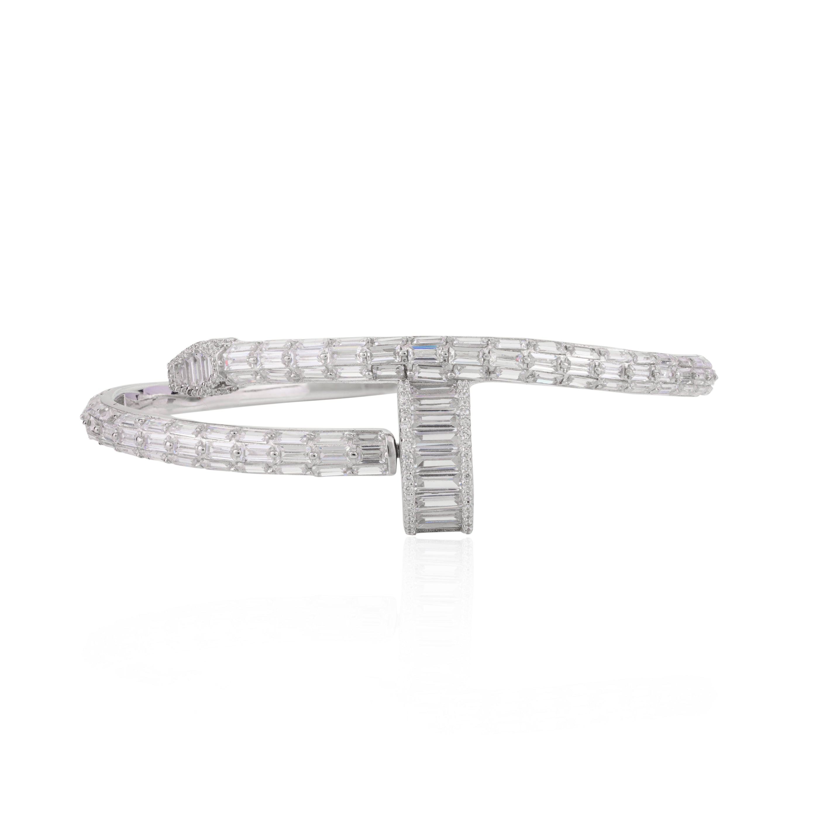 Elegant Cz Diamond Adorned Nail Bracelet - Bangle for Women