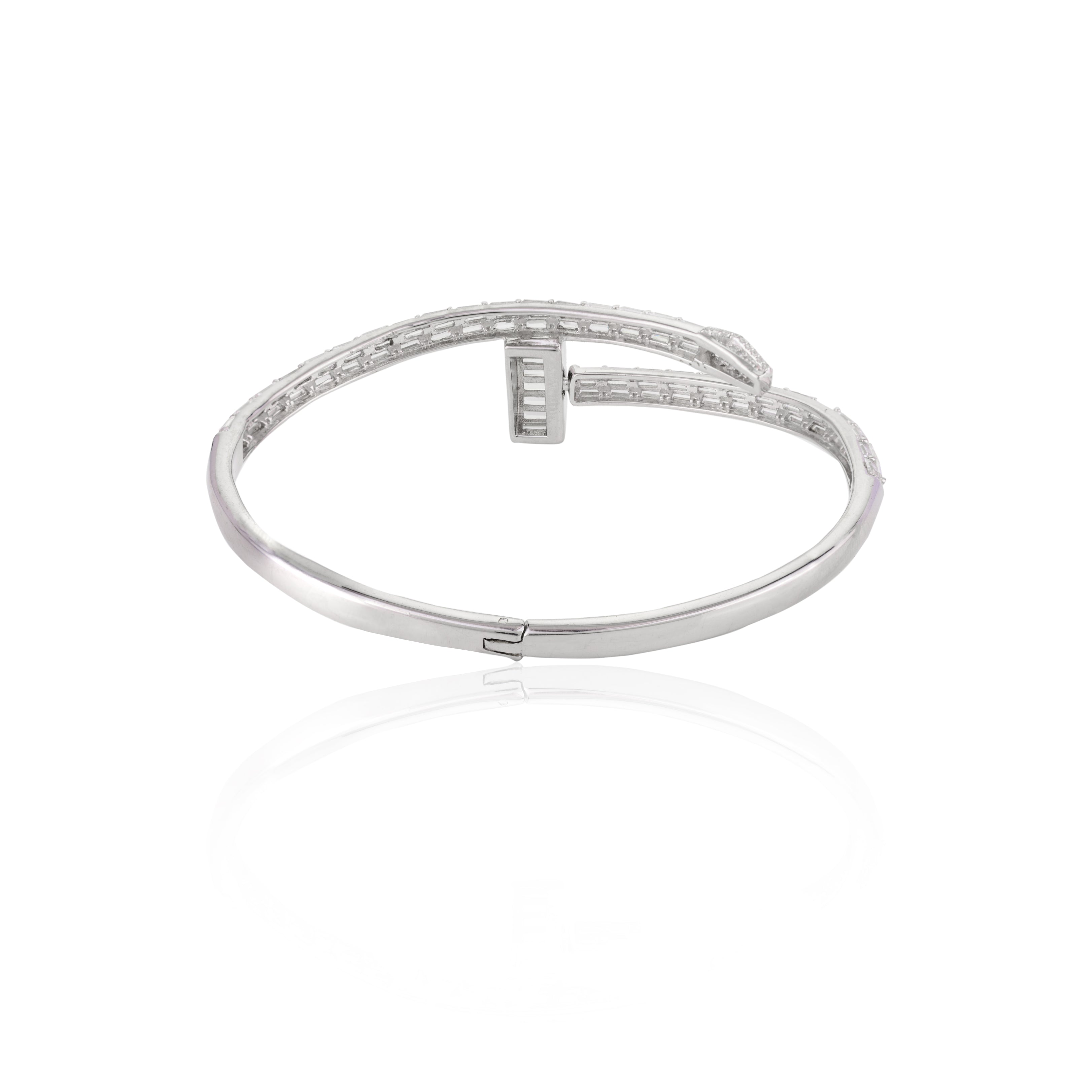 Elegant Cz Diamond Adorned Nail Bracelet - Bangle for Women