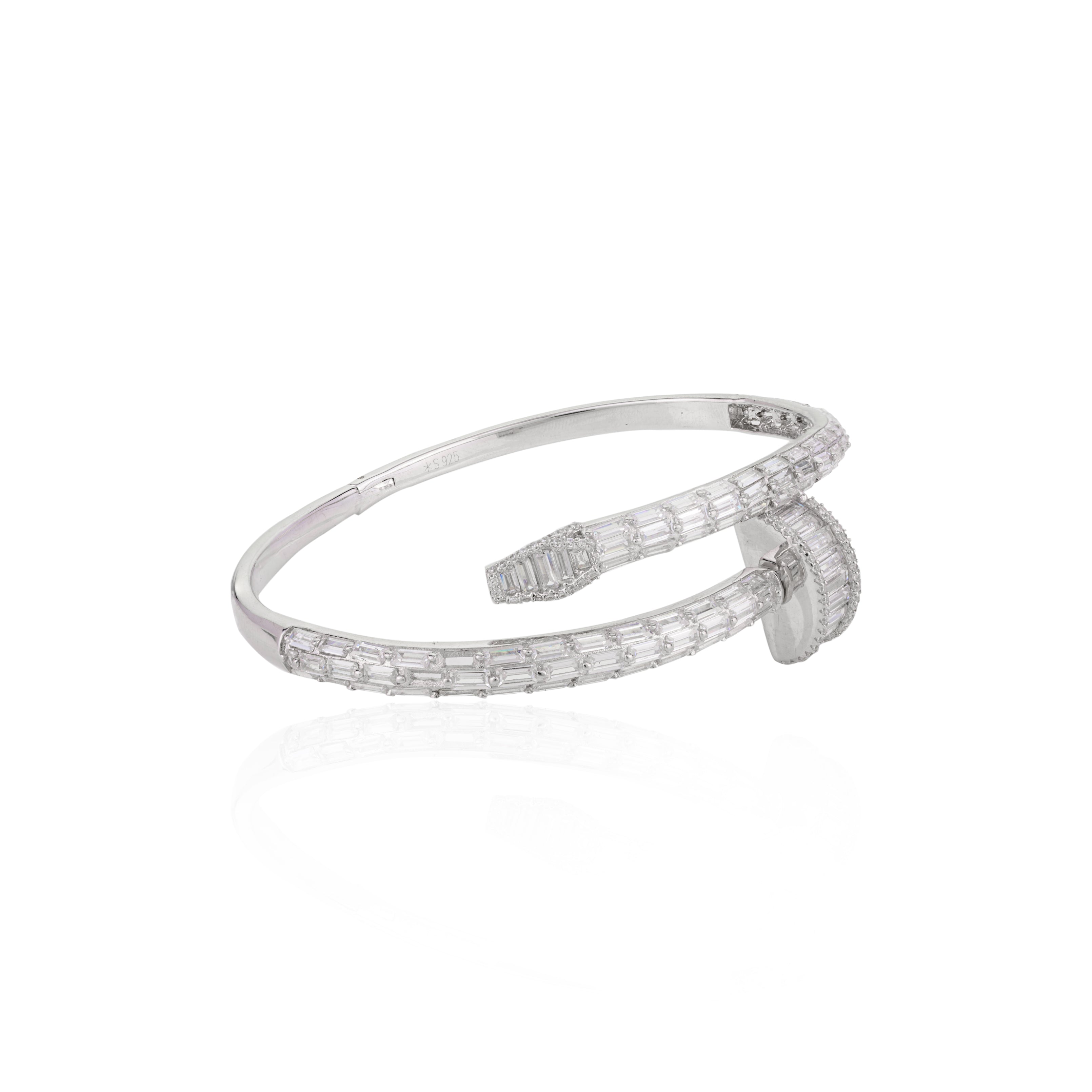 Elegant Cz Diamond Adorned Nail Bracelet - Bangle for Women