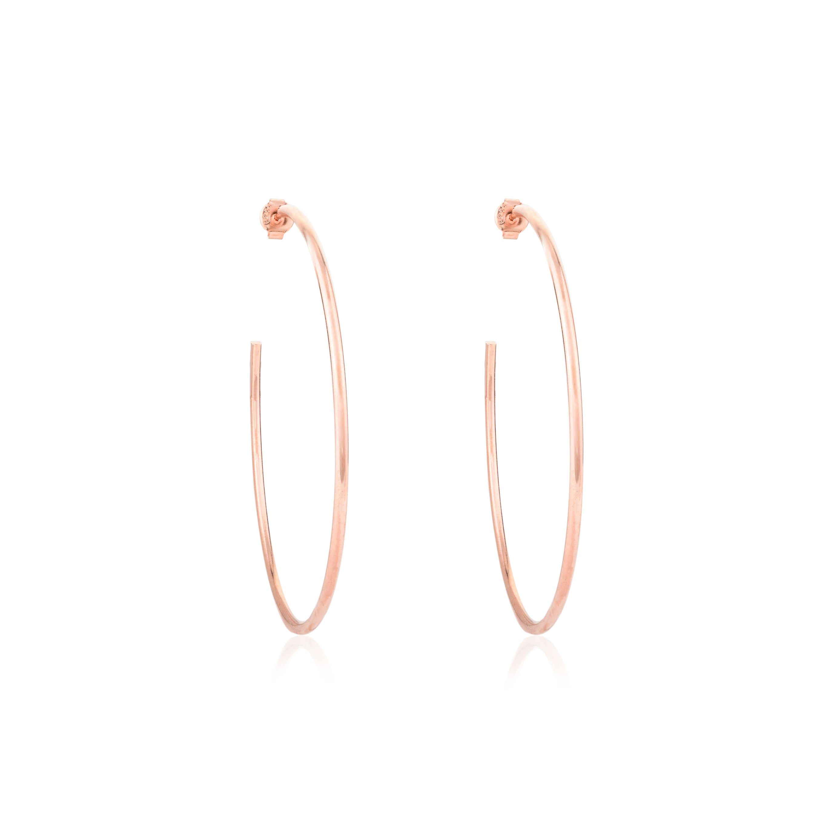 Elegant Rose Gold Circle C Hoop Earrings in 925 Silver