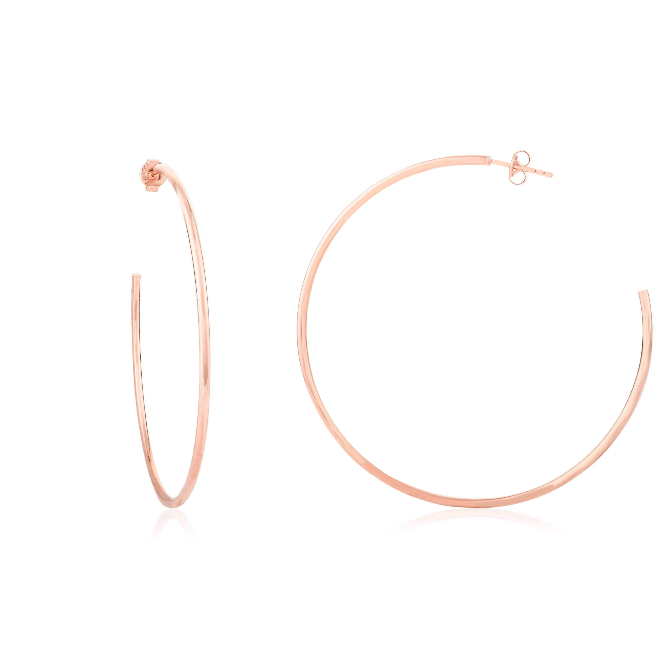 Elegant Rose Gold Circle C Hoop Earrings in 925 Silver