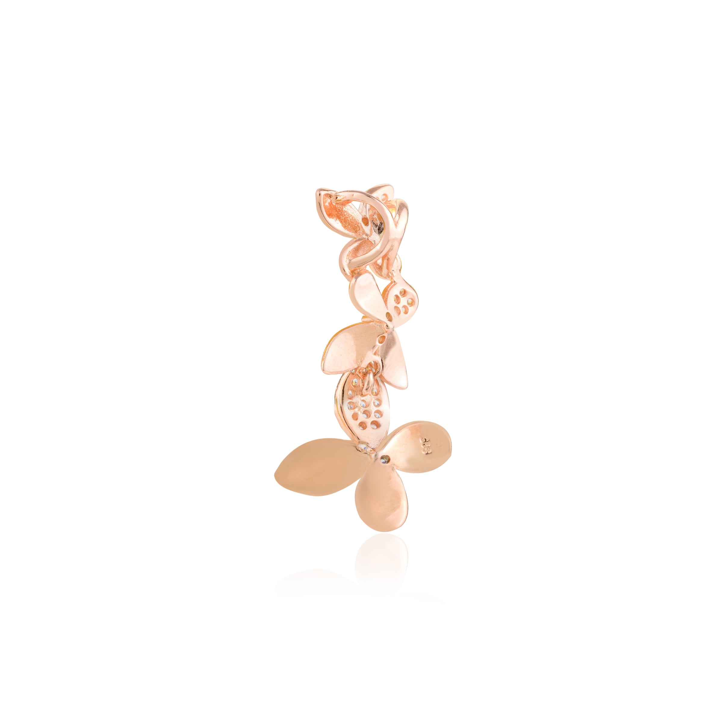 Elegant Rose Gold Flower Drop Pendant Set with Matching Stud Earrings