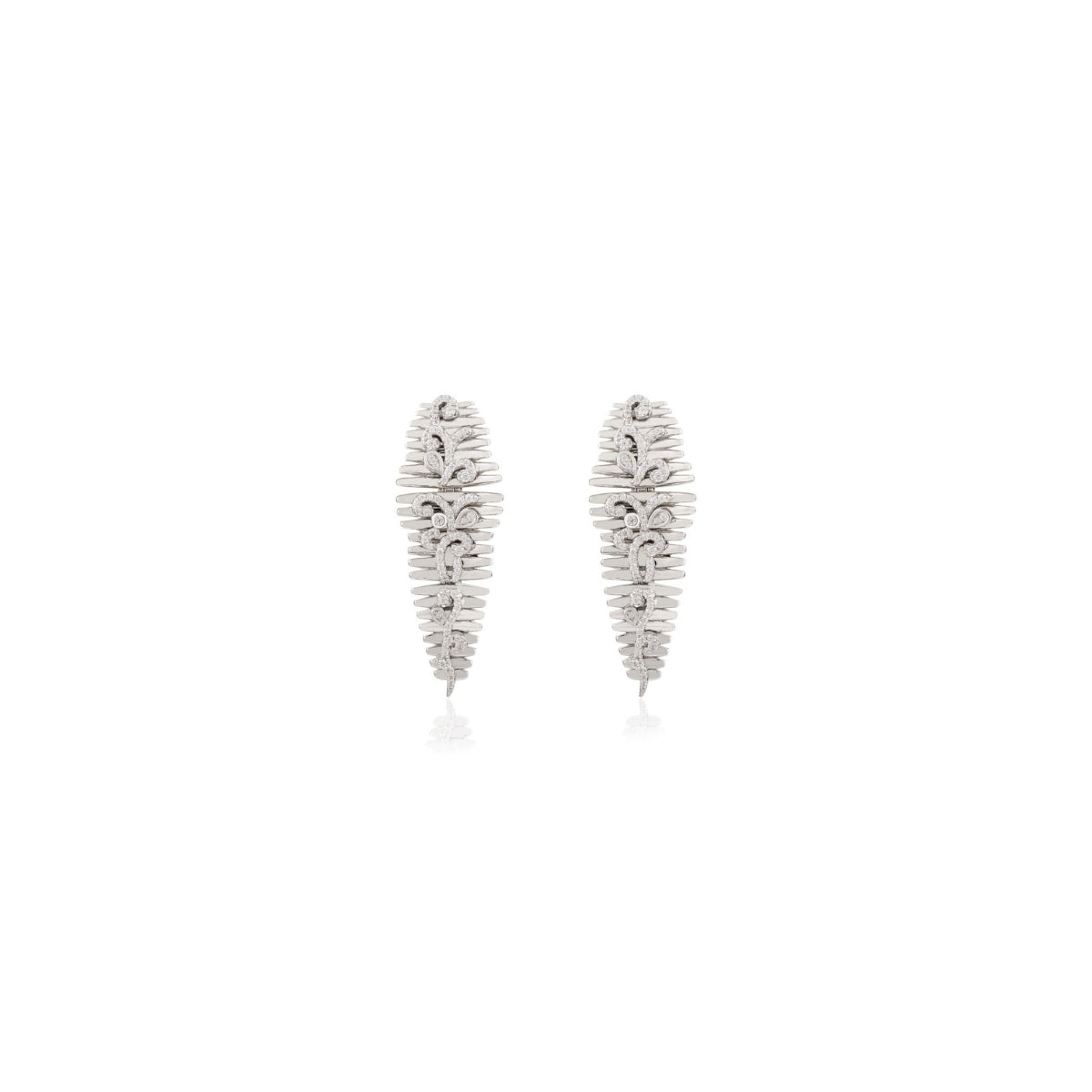 Elegant Silver Leaf Zigzag Dangler Earrings