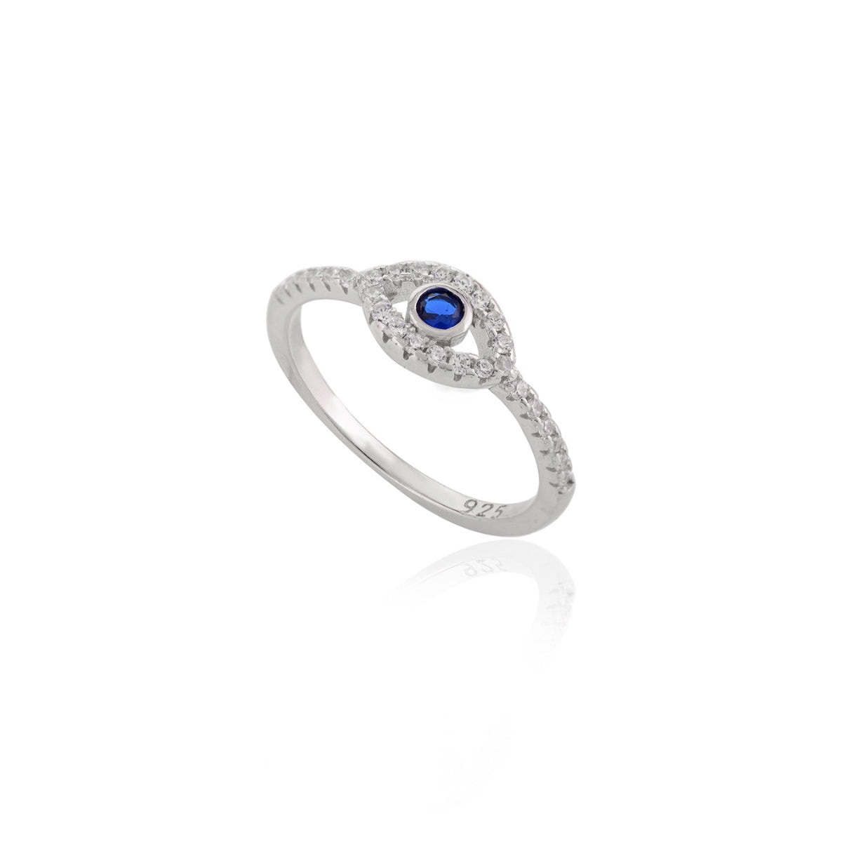 Evil Eye Stackable Silver Ring