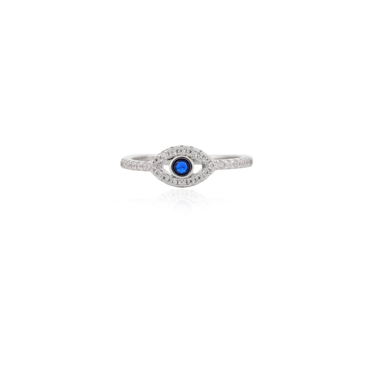 Evil Eye Stackable Silver Ring