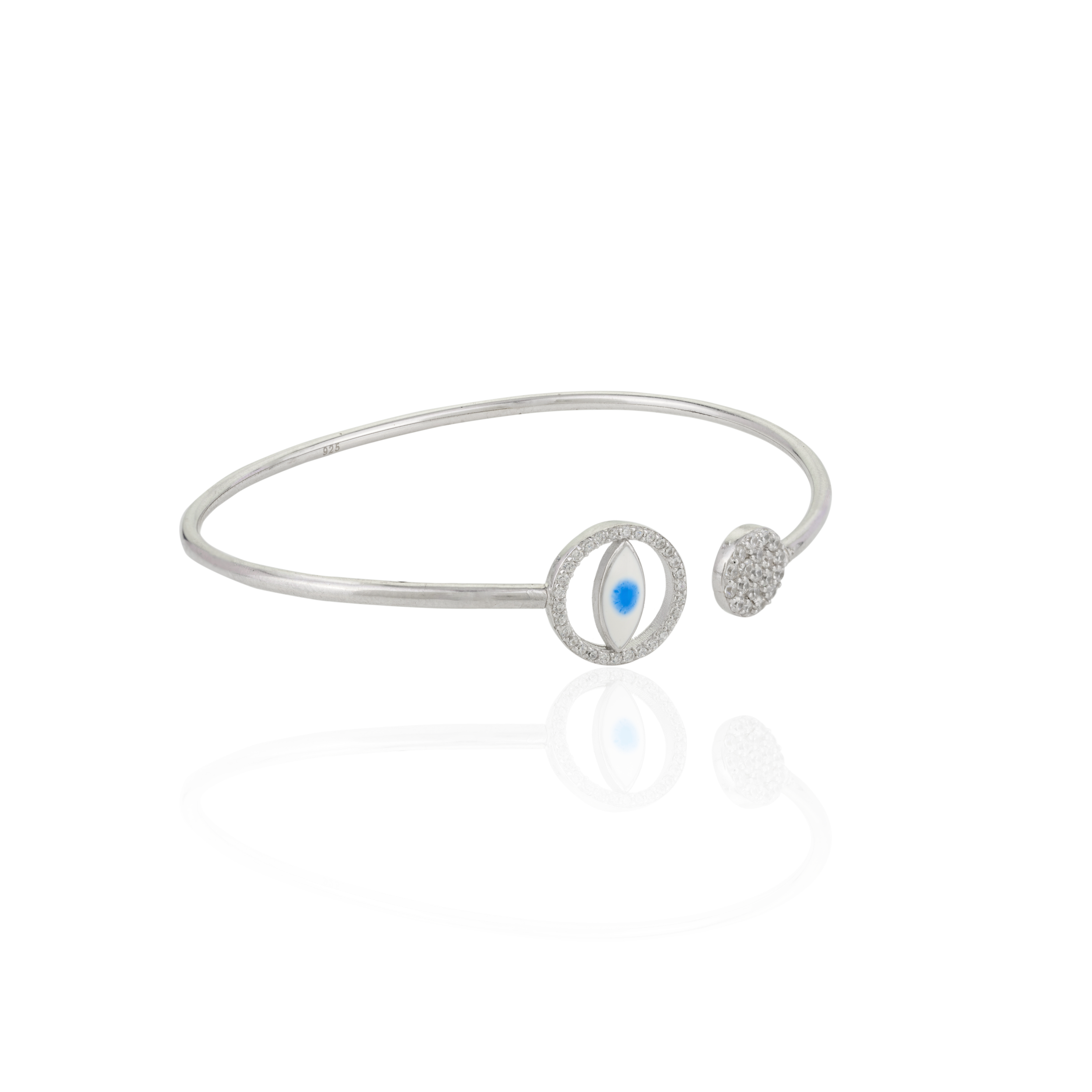 Evil Eye Silver Cuff Bangle for Women