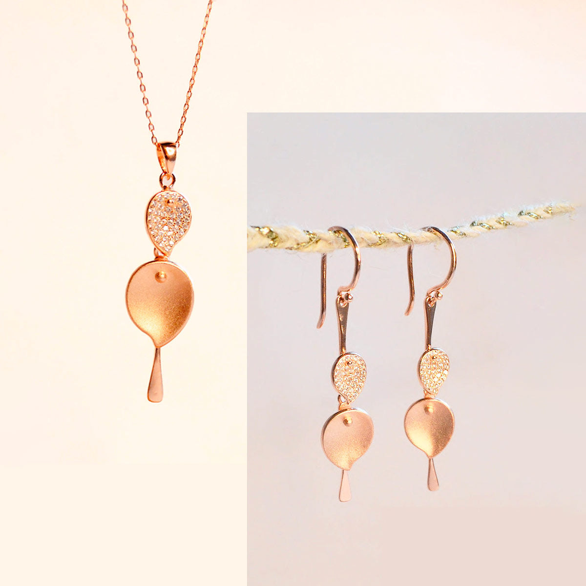 Gold Petal Pendant Set