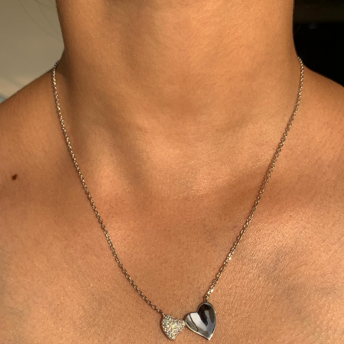 925 Silver Heart Charm Pendant Necklace with Earrings