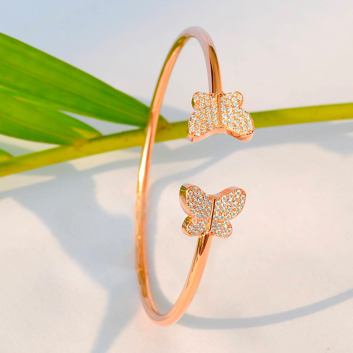 Rose Gold Studded Butterfly Cuff Bracelet for Women