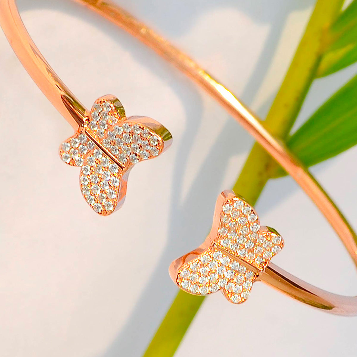 Rose Gold Studded Butterfly Cuff Bracelet for Women