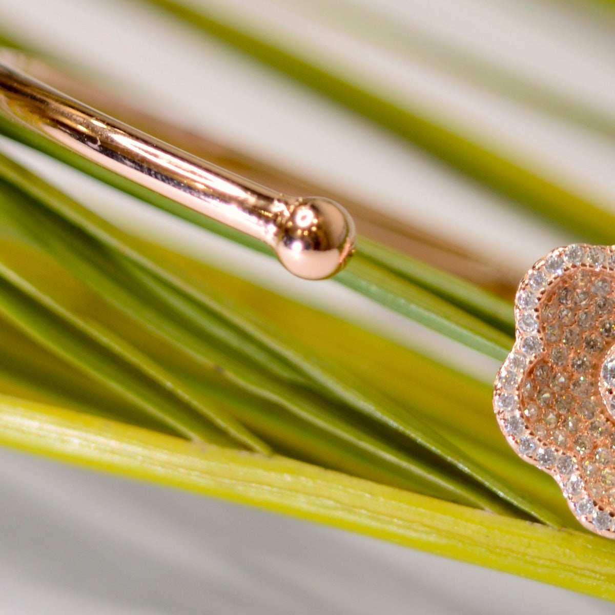 Rose Gold Studded Flower Cuff Bracelet for Women