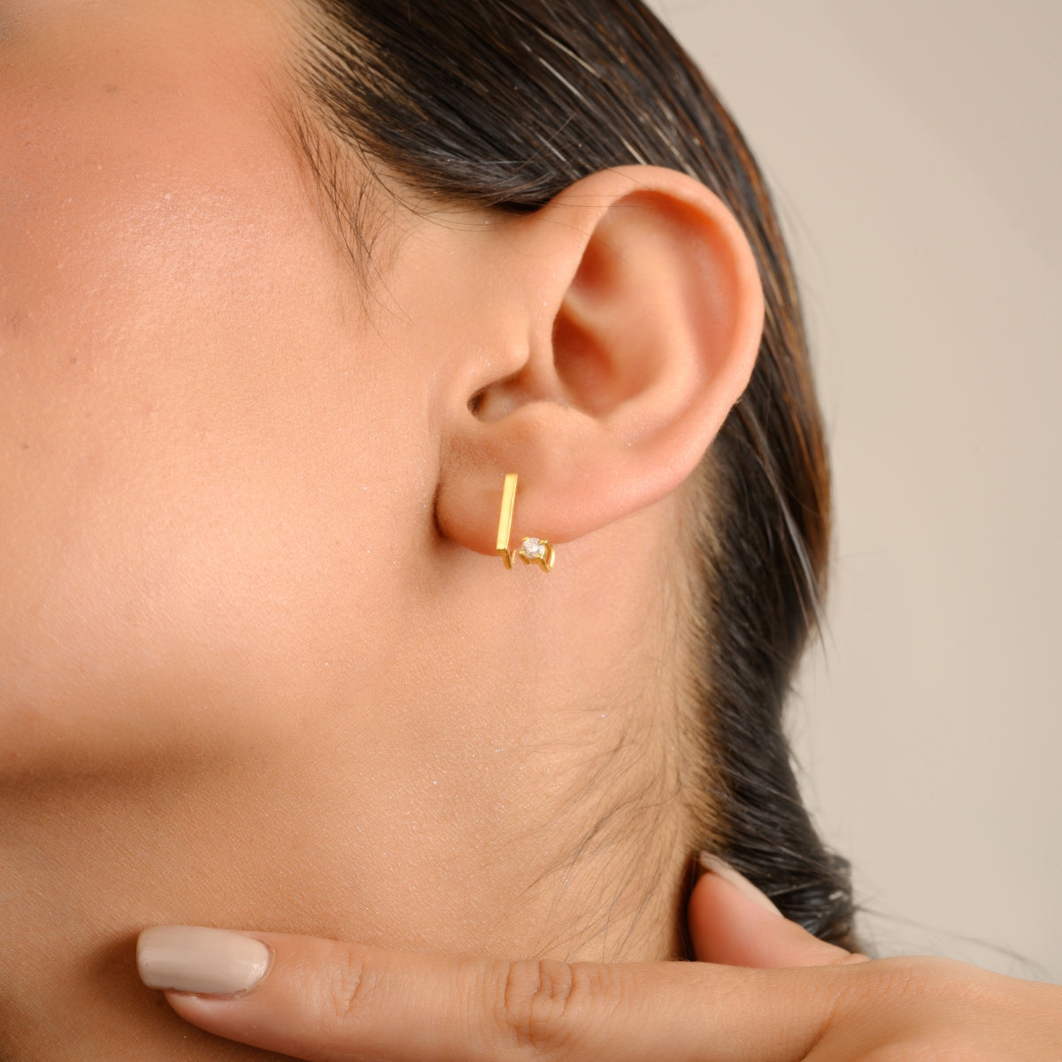 Gold Bar Dainty Stud Earrings