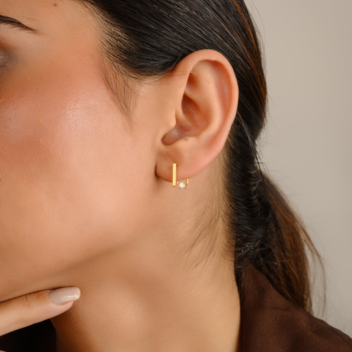 Gold Bar Dainty Stud Earrings