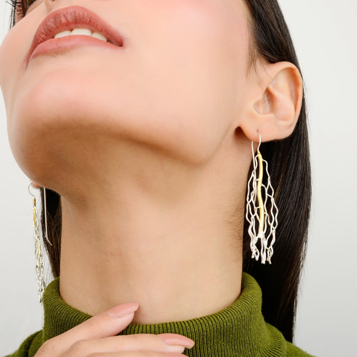 Handcrafted Wire Linked Silver Wings Earrings