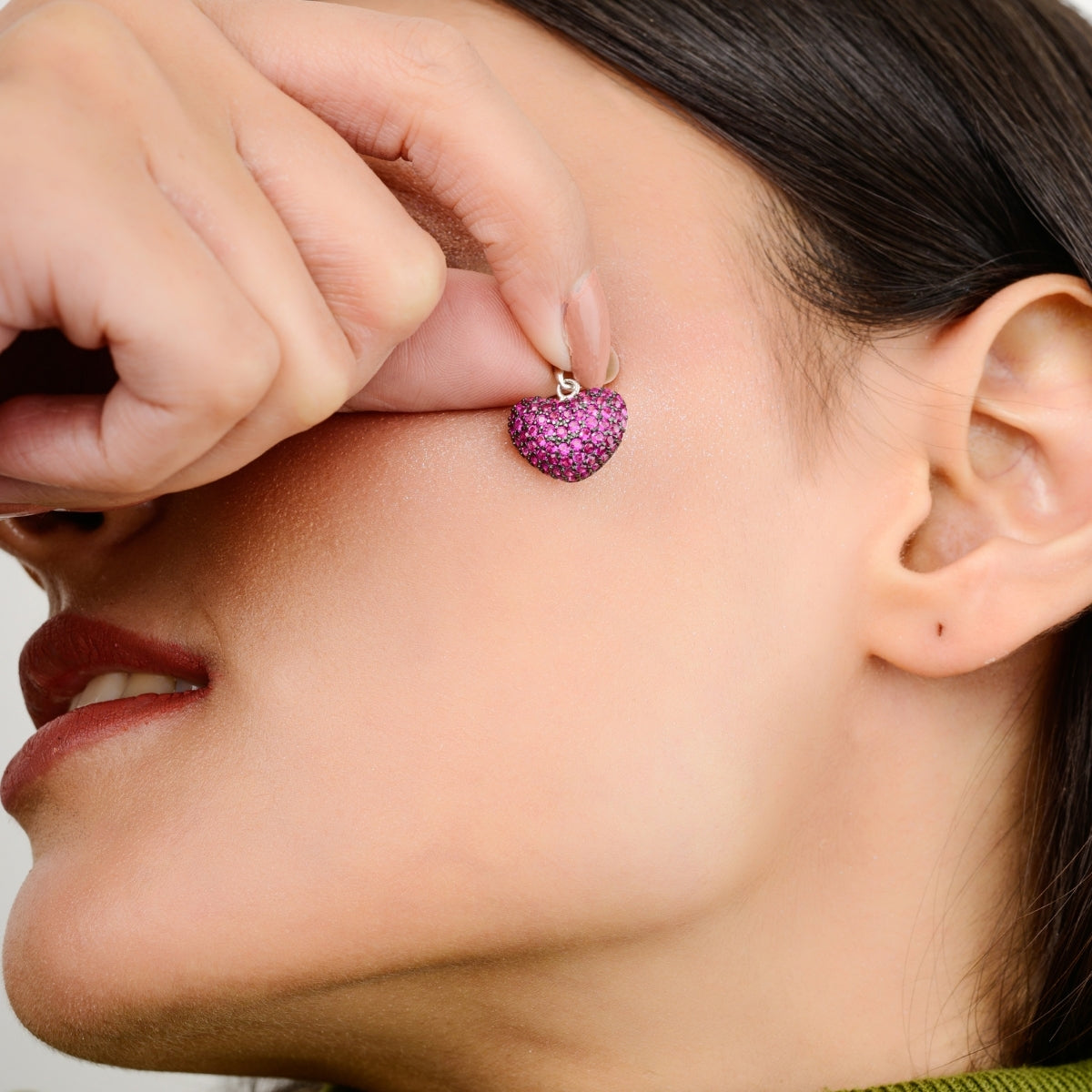 Heart Charm Purple Sparkle Pendant for Women