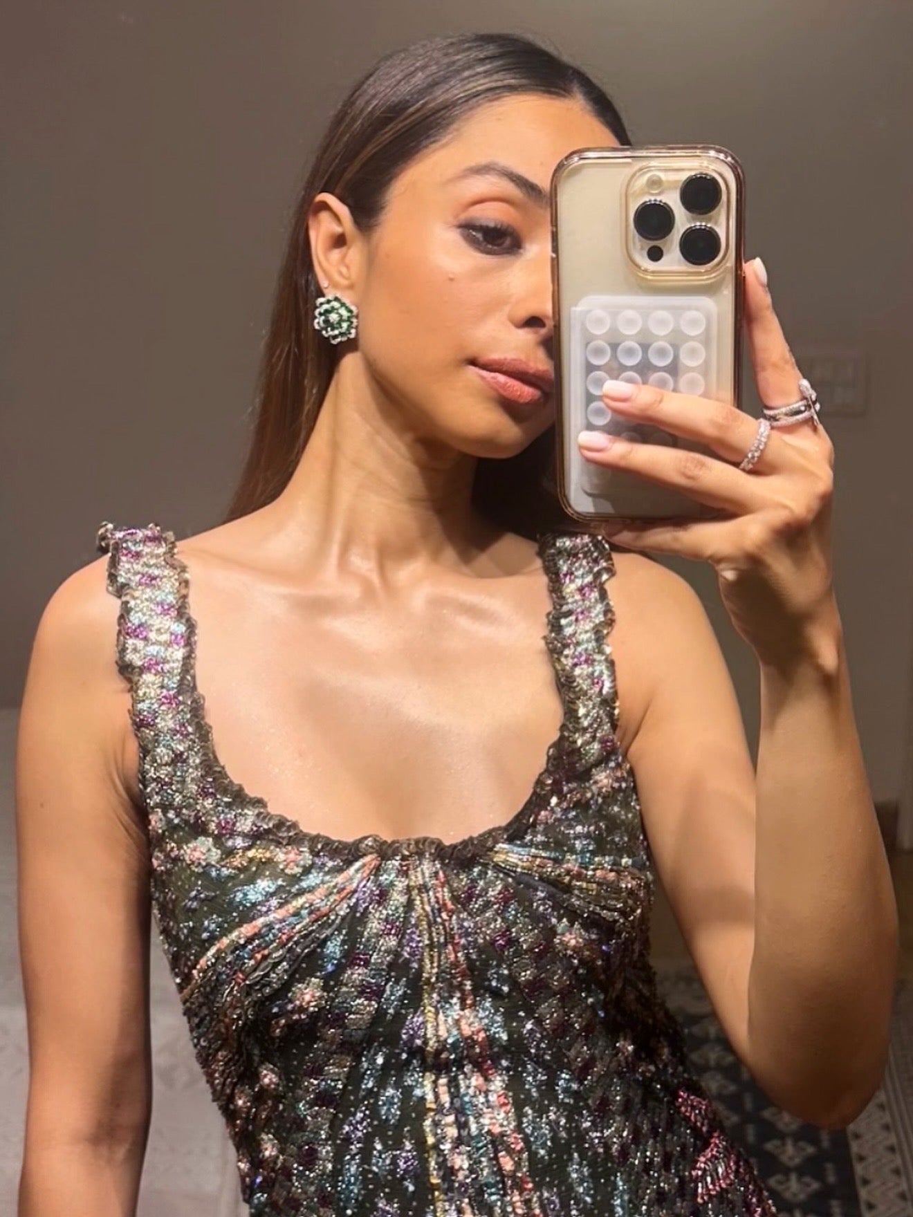 Emerald Floral Drops in Pure Silver and CZ