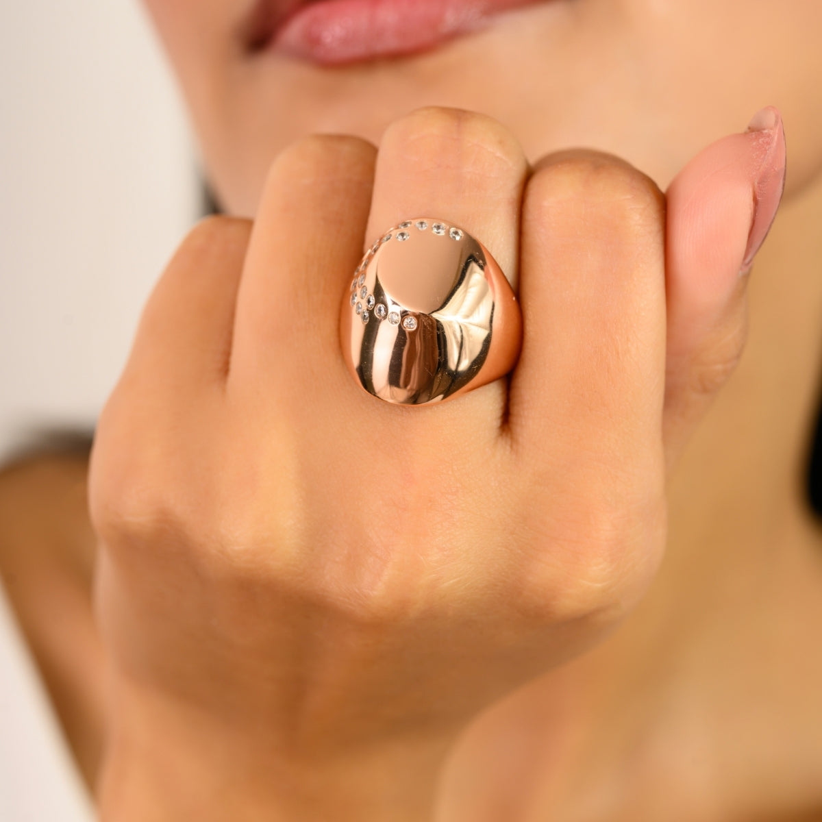 925 Sterling Silver Rose Gold Plated Dome Ring