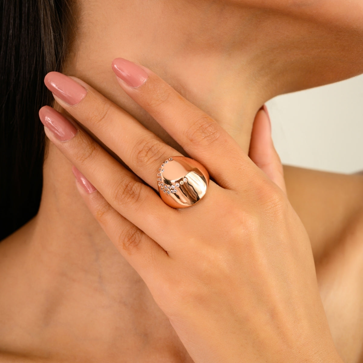 925 Sterling Silver Rose Gold Plated Dome Ring