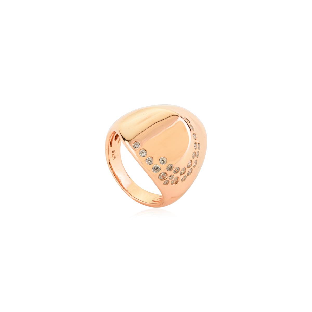 925 Sterling Silver Rose Gold Plated Dome Ring