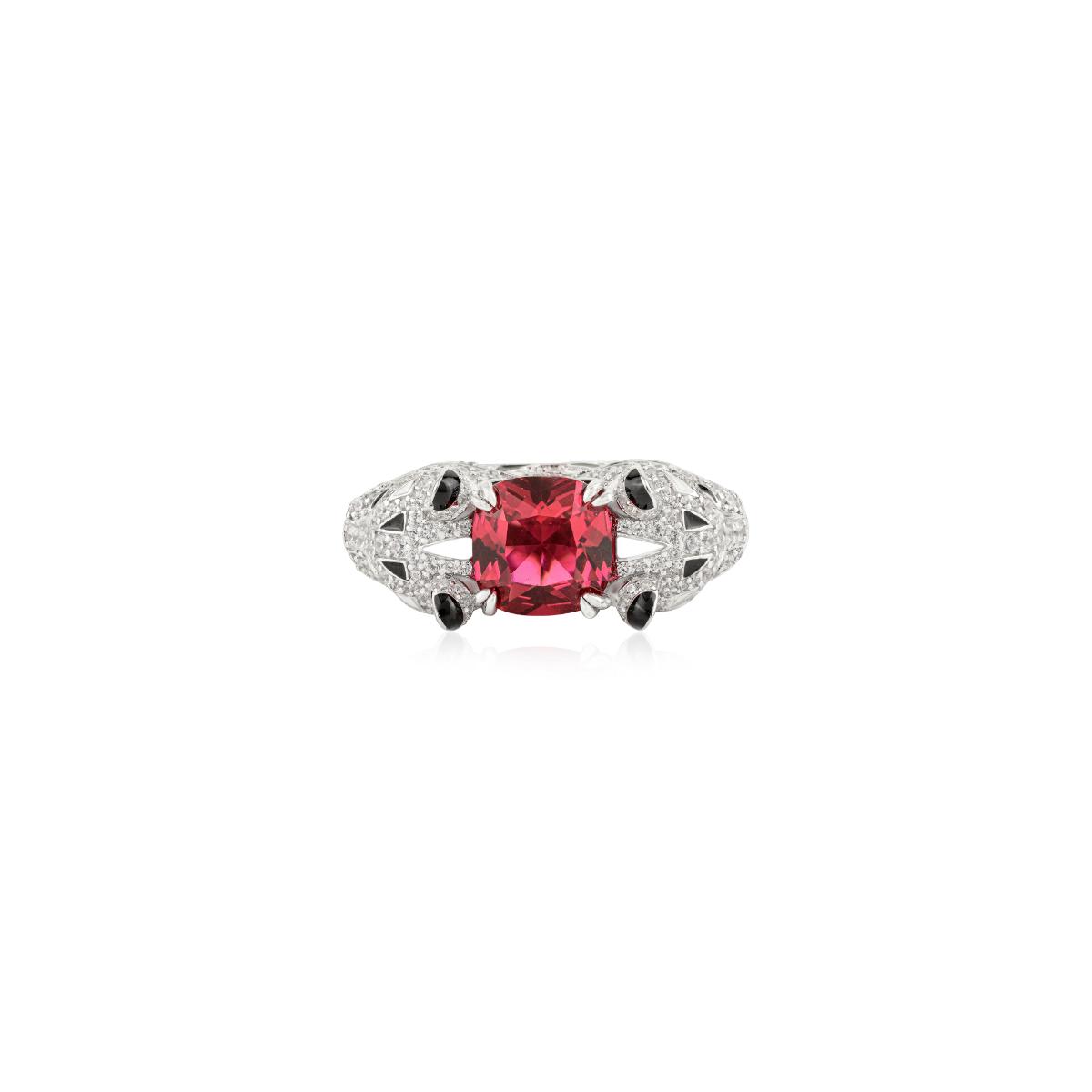 925 Sterling Silver Dual Panther Ring with Ruby