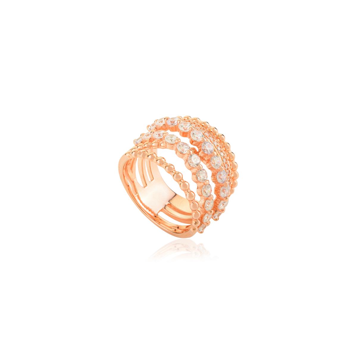 925 Sterling Silver Rose Gold Multi Layer Ring