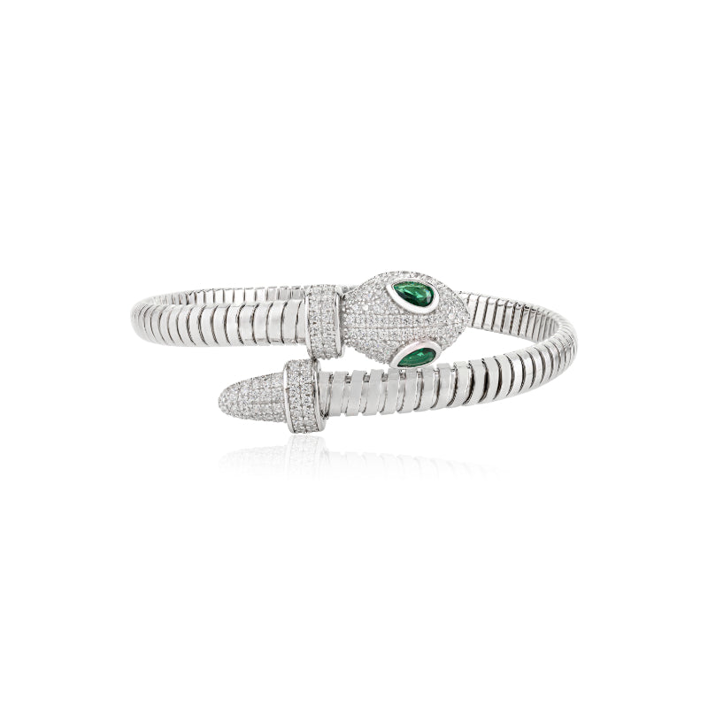 925 Silver Snake Cuff Bangle Bracelet
