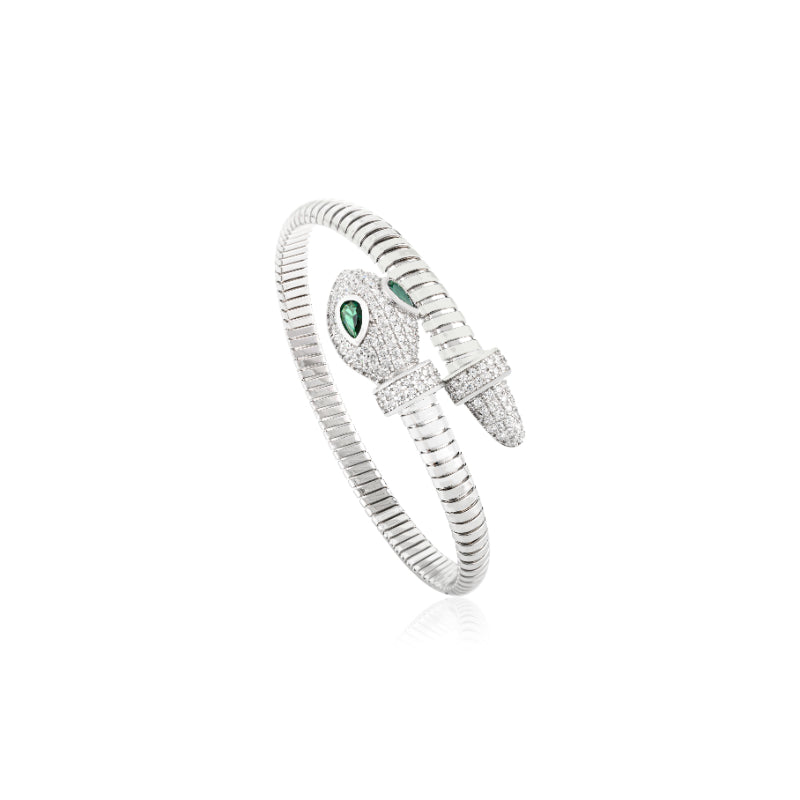 925 Silver Snake Cuff Bangle Bracelet