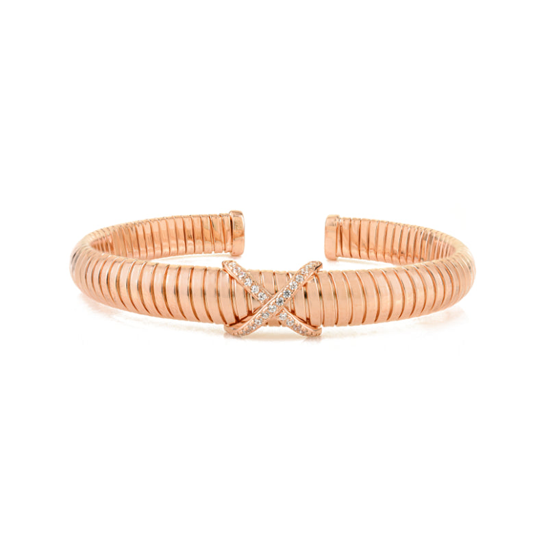 Rose Gold Mini Cross Sign Cuff Bracelet