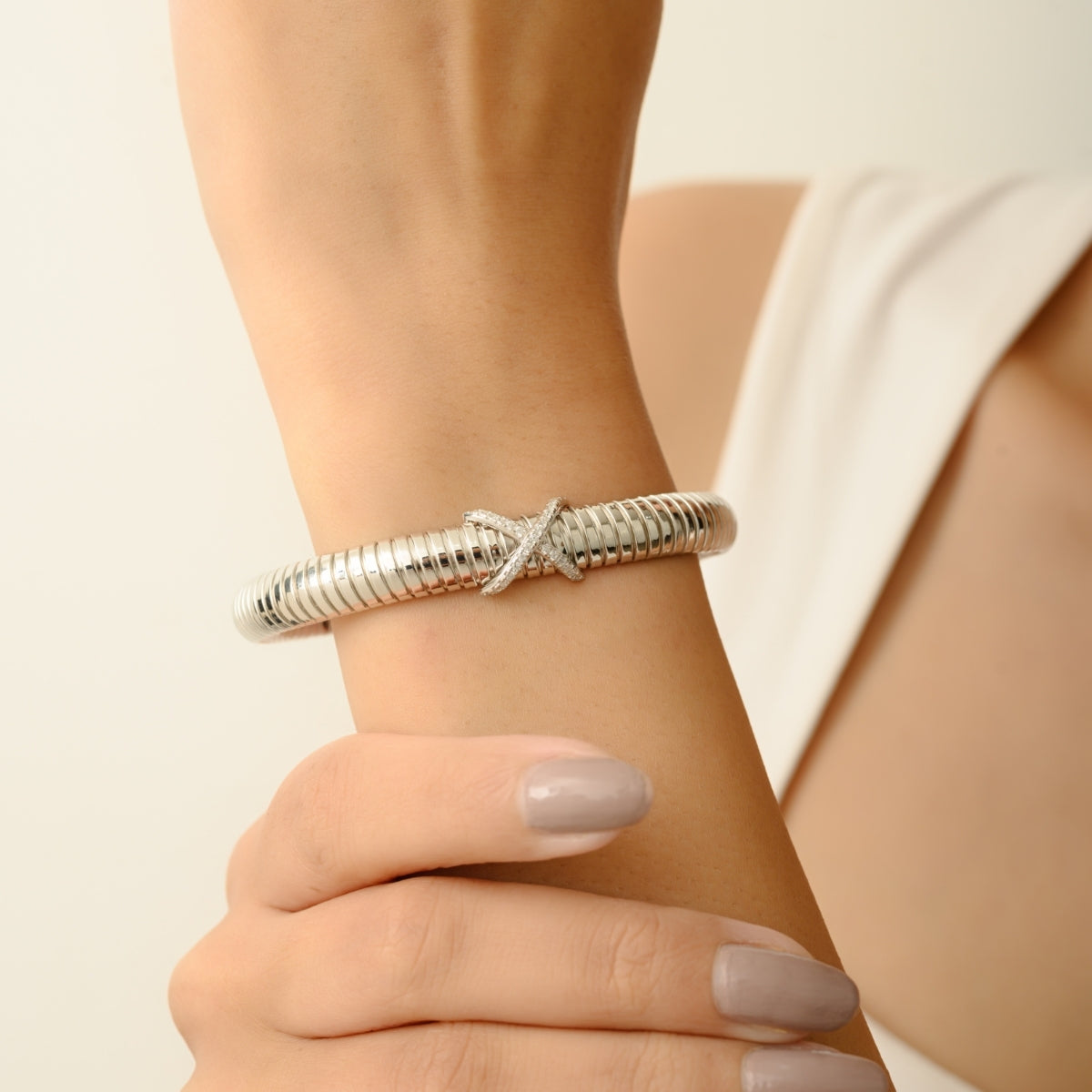 925 Silver Mini Cross Sign Cuff Bracelet