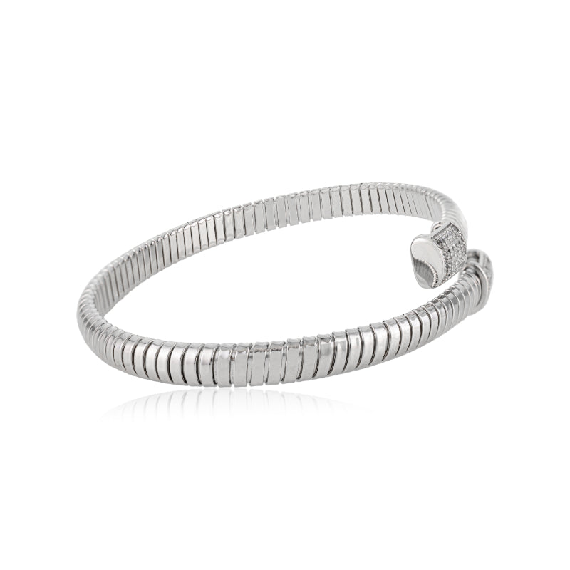 925 Sterling Silver Diamond Cuff Bangle Bracelet