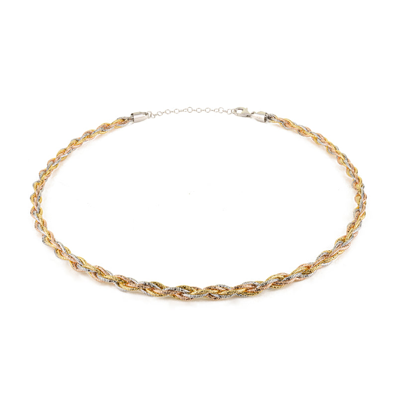 Luxurious Two-Tone Twisted Choker Chain Necklace