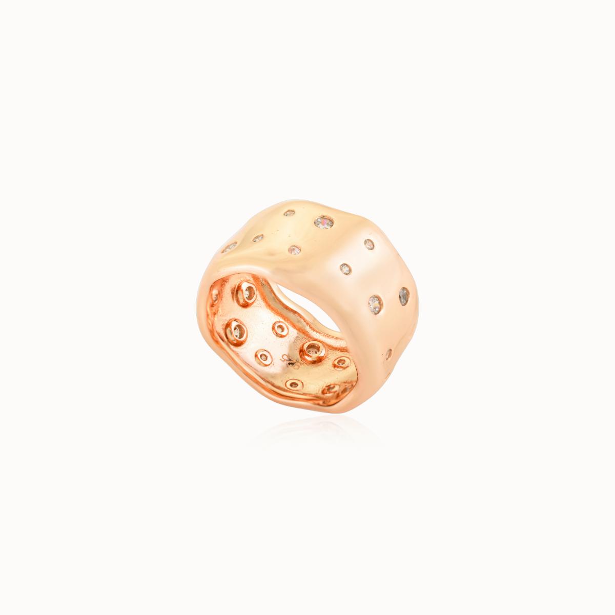 925 Sterling Silver Rose Gold Wave Ring